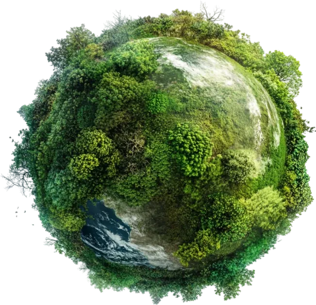 Globo terrestre coberto de floresta